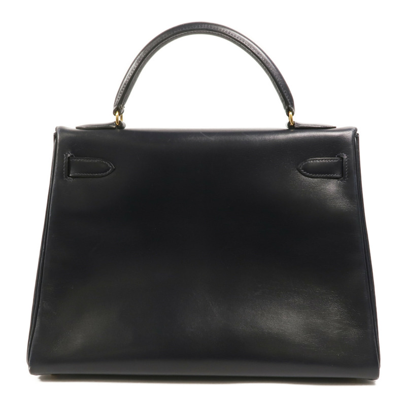 HERMES Box皮革Kelly 32手挽袋Navy-1