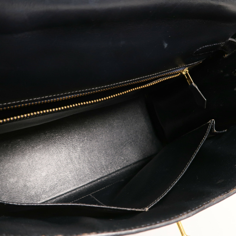 HERMES Box皮革Kelly 32手挽袋Navy-4