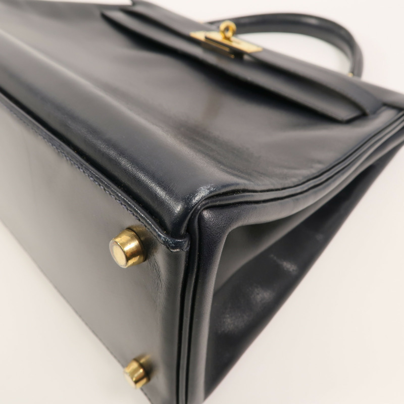 HERMES Box皮革Kelly 32手挽袋Navy-9