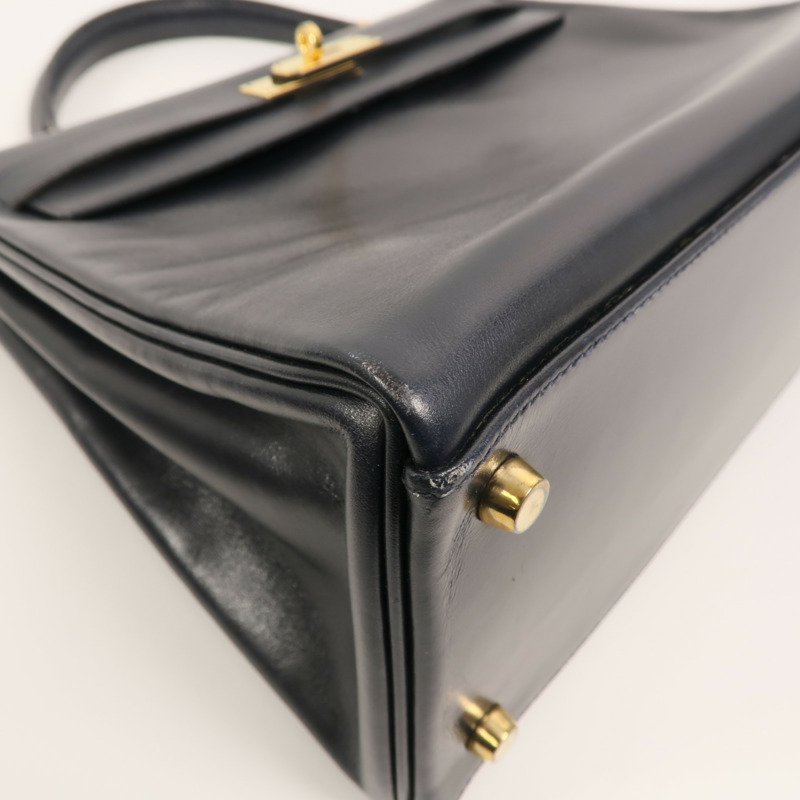 HERMES Box皮革Kelly 32手挽袋Navy-10