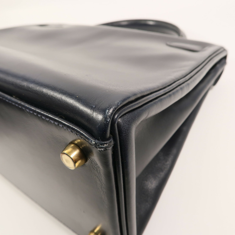 HERMES Box皮革Kelly 32手挽袋Navy-11