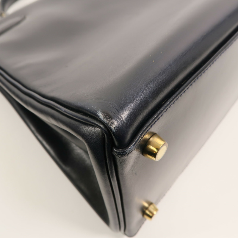 HERMES Box皮革Kelly 32手挽袋Navy-12