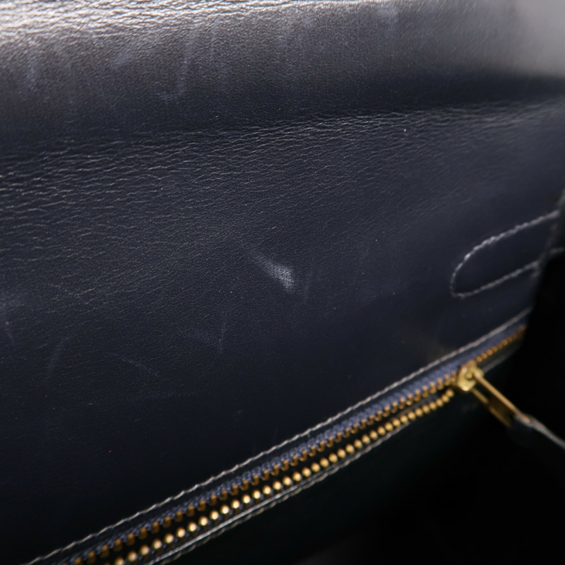 HERMES Box皮革Kelly 32手挽袋Navy-13