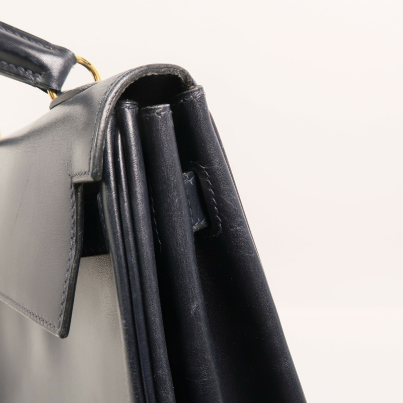 HERMES Box皮革Kelly 32手挽袋Navy-14