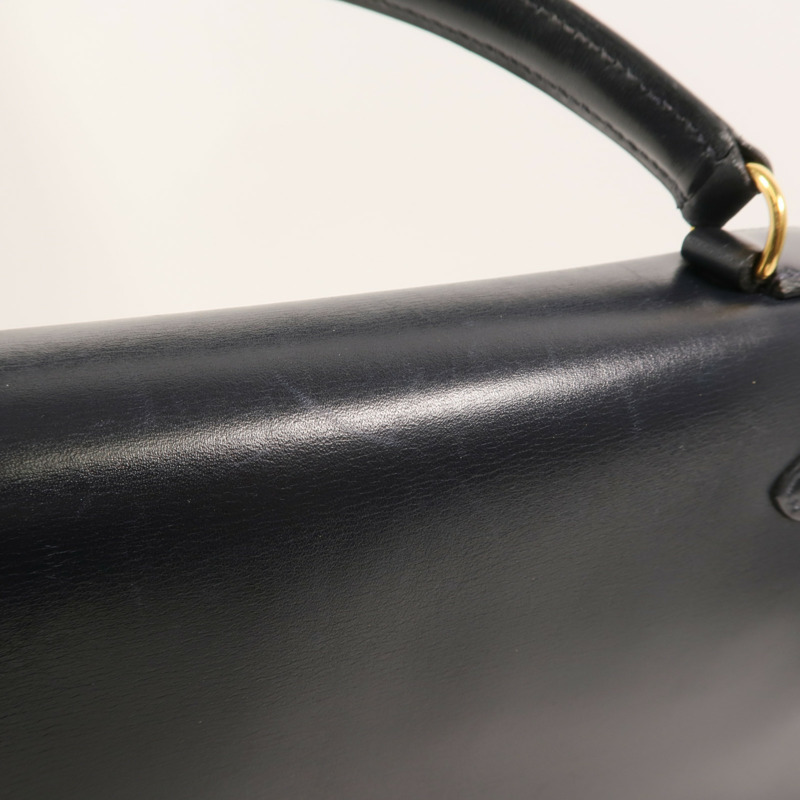 HERMES Box皮革Kelly 32手挽袋Navy-15