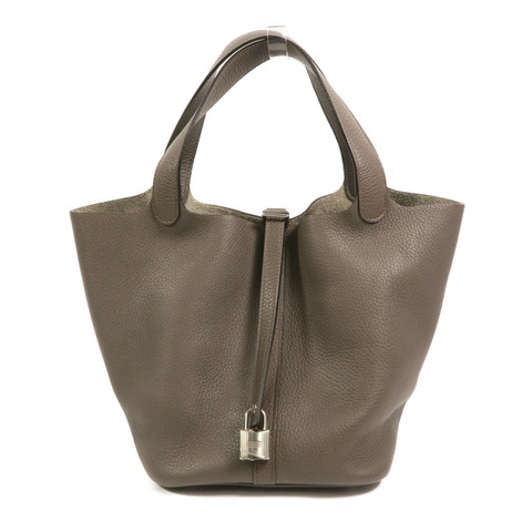 HERMES Clemence皮革Picotin MM肩背袋Etain