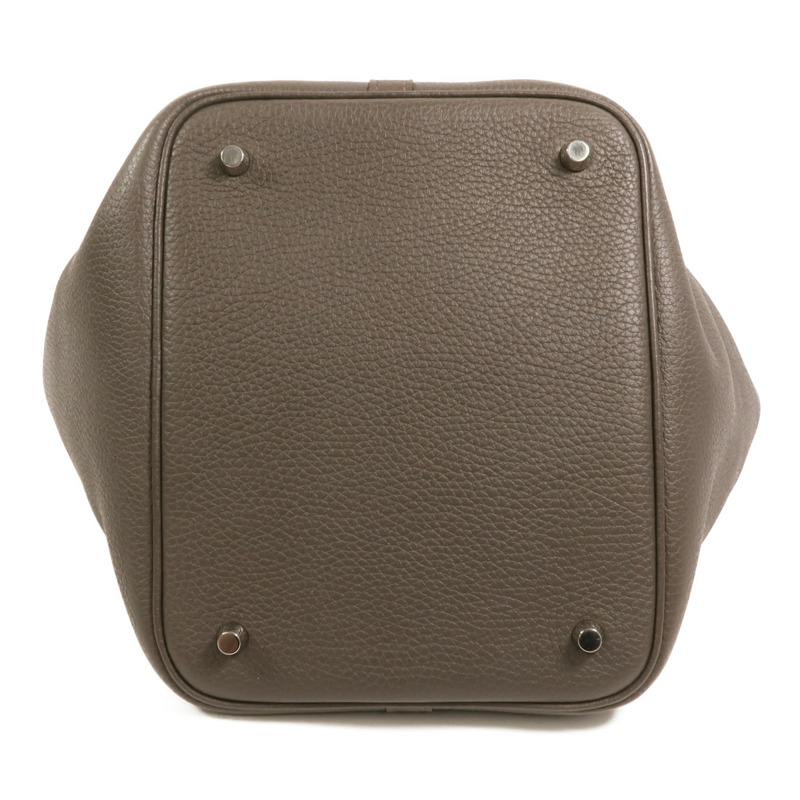 HERMES Clemence皮革Picotin MM肩背袋Etain-3