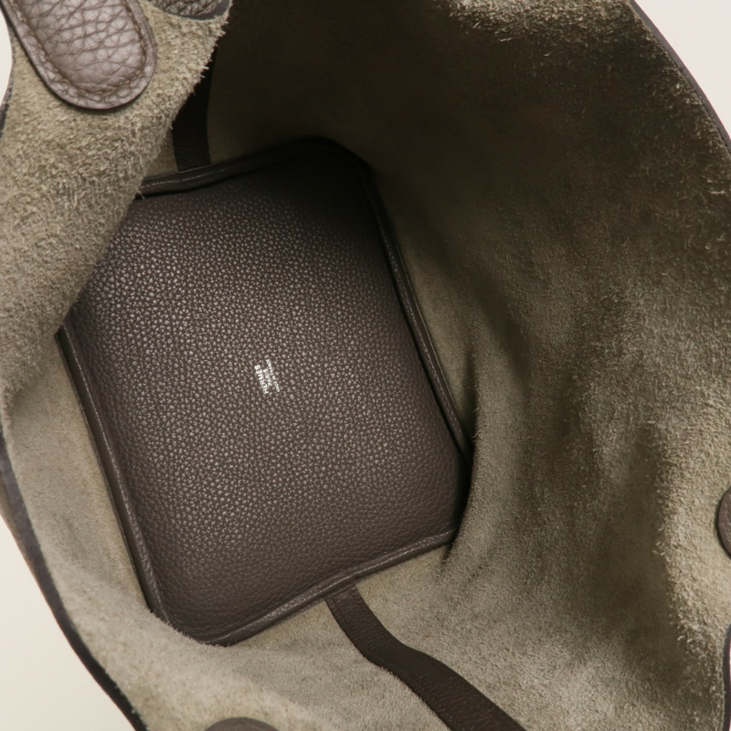 HERMES Clemence皮革Picotin MM肩背袋Etain-4