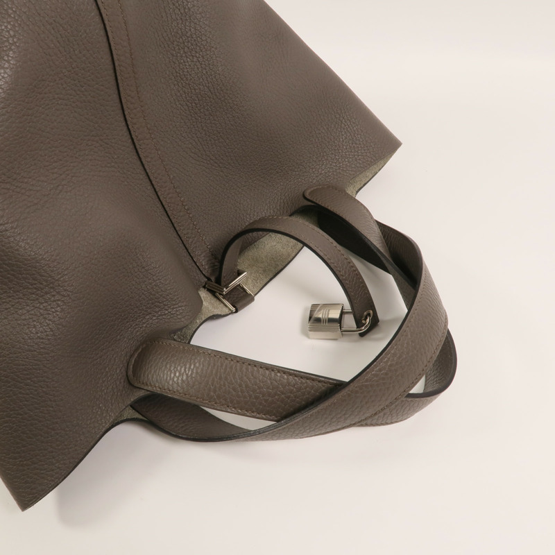 HERMES Clemence皮革Picotin MM肩背袋Etain-7