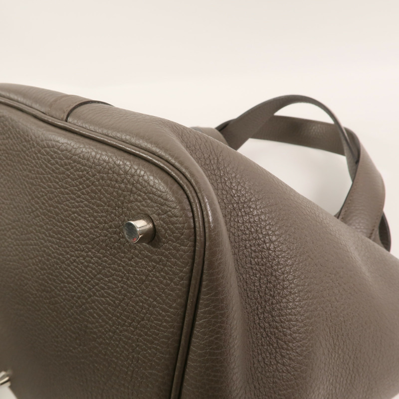 HERMES Clemence皮革Picotin MM肩背袋Etain-11