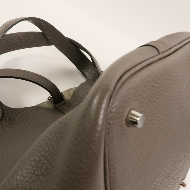 HERMES Clemence皮革Picotin MM肩背袋Etain-12