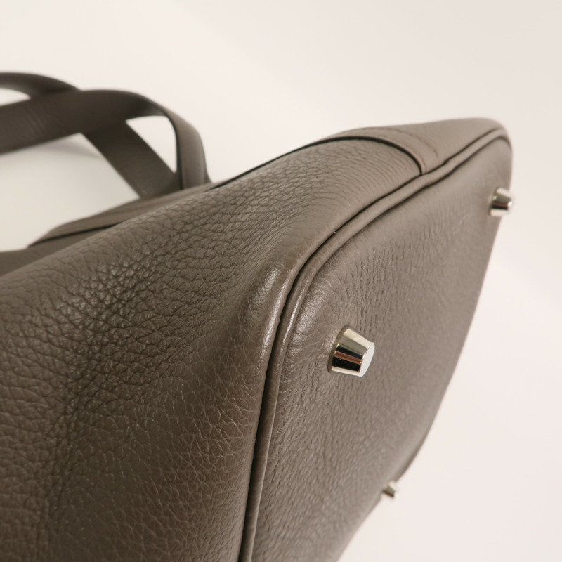 HERMES Clemence皮革Picotin MM肩背袋Etain-14