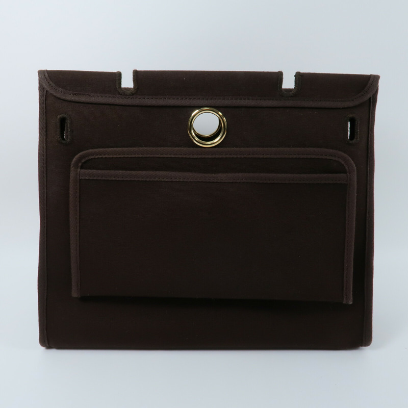 HERMES 帆布Herbag PM手挽肩背兩用袋Chocolat-10
