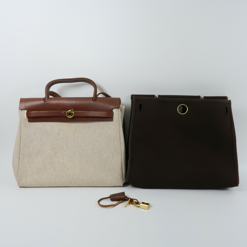 HERMES 帆布Herbag PM手挽肩背兩用袋Chocolat-12
