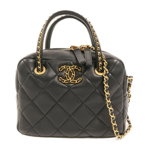 CHANEL 羊皮皮革Bowling鏈帶手挽肩背兩用袋