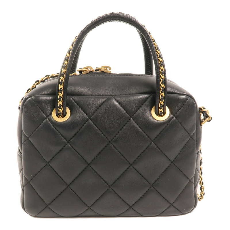 CHANEL 羊皮皮革Bowling鏈帶手挽肩背兩用袋-1