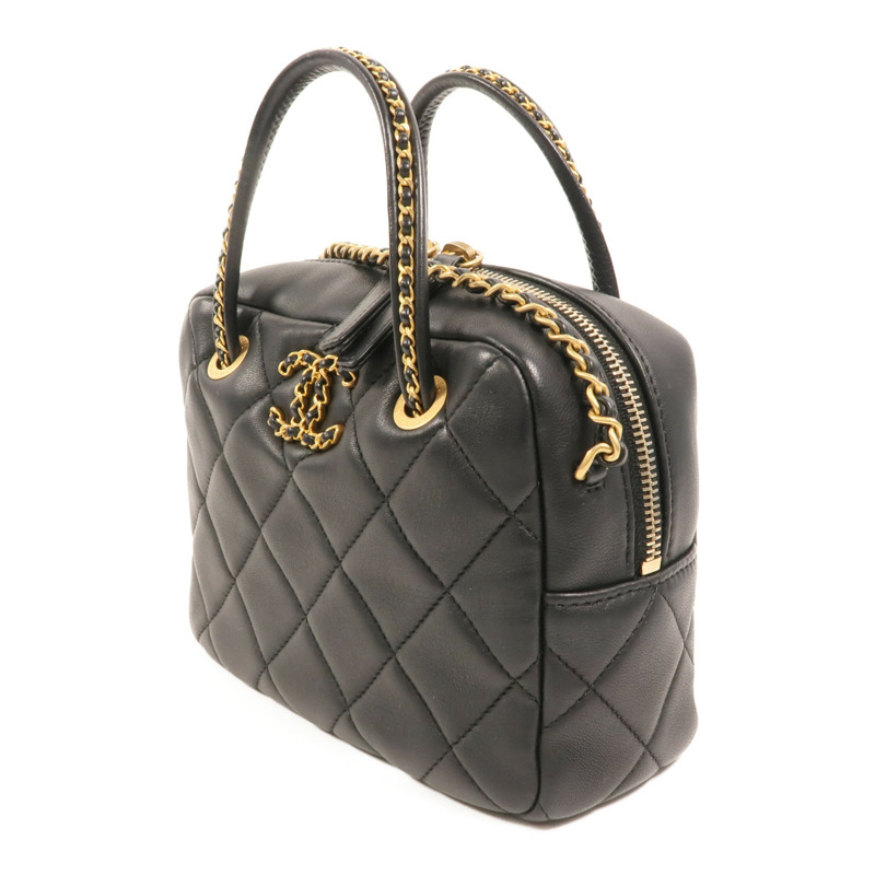 CHANEL 羊皮皮革Bowling鏈帶手挽肩背兩用袋-2
