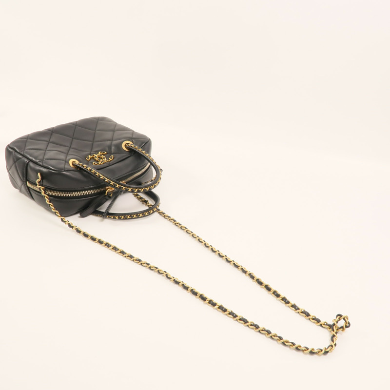 CHANEL 羊皮皮革Bowling鏈帶手挽肩背兩用袋-7