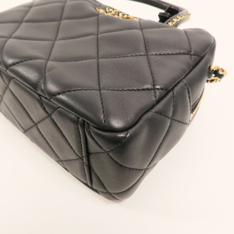 CHANEL 羊皮皮革Bowling鏈帶手挽肩背兩用袋-9
