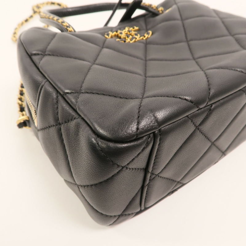 CHANEL 羊皮皮革Bowling鏈帶手挽肩背兩用袋-10