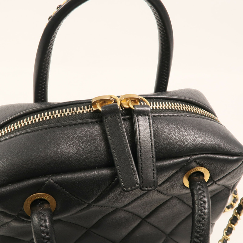 CHANEL 羊皮皮革Bowling鏈帶手挽肩背兩用袋-15