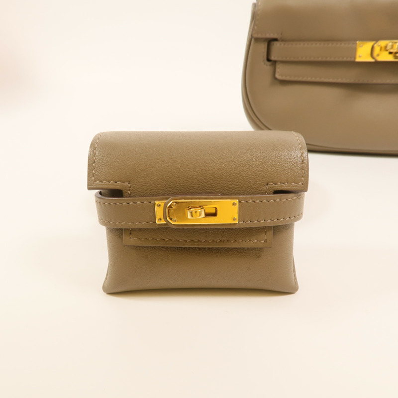 HERMES Swift皮革Kelly Moove肩背袋Etoupe-9