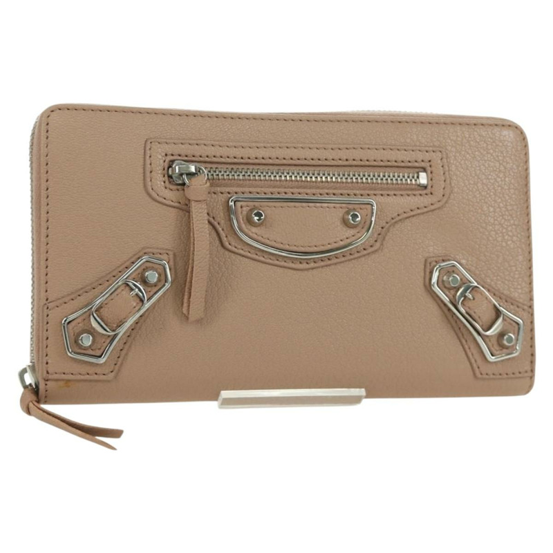 【日本直送】巴黎世家 (BALENCIAGA) Continental 長錢包，真皮材質，粉紅色/銀色，貨號 390187，正品 SW2300M-0