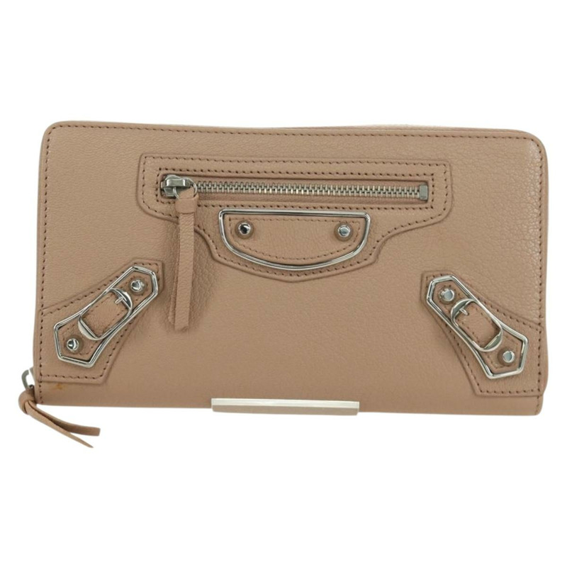 【日本直送】巴黎世家 (BALENCIAGA) Continental 長錢包，真皮材質，粉紅色/銀色，貨號 390187，正品 SW2300M-12