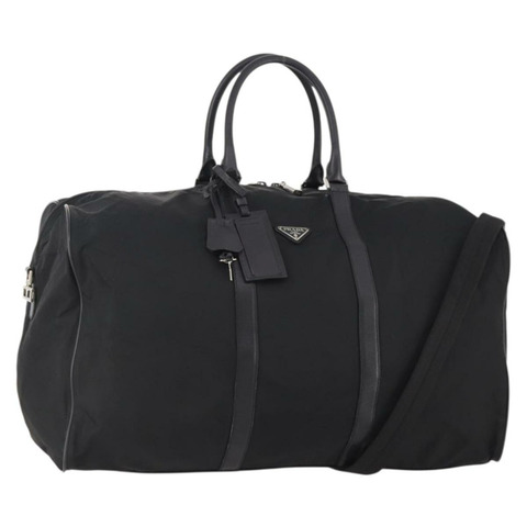 PRADA 波士頓包 尼龍 雙向 黑色 銀色 正品 SW2144A