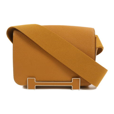 HERMES Chevre皮革Geta肩背袋Caramel