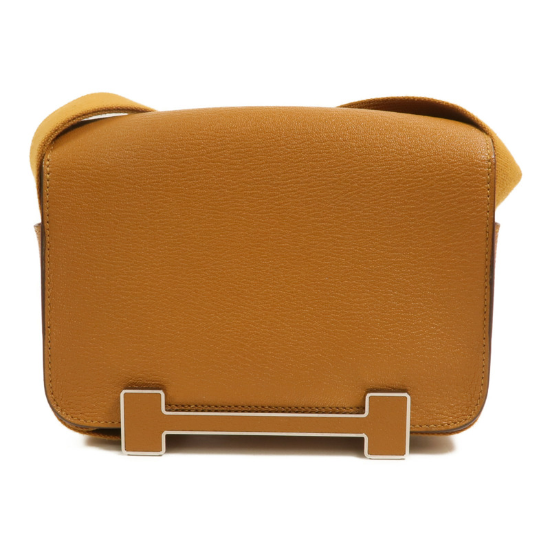 HERMES Chevre皮革Geta肩背袋Caramel-1
