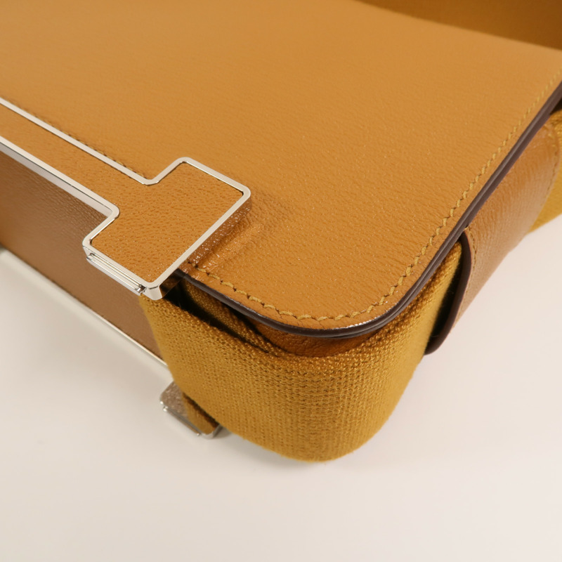 HERMES Chevre皮革Geta肩背袋Caramel-10
