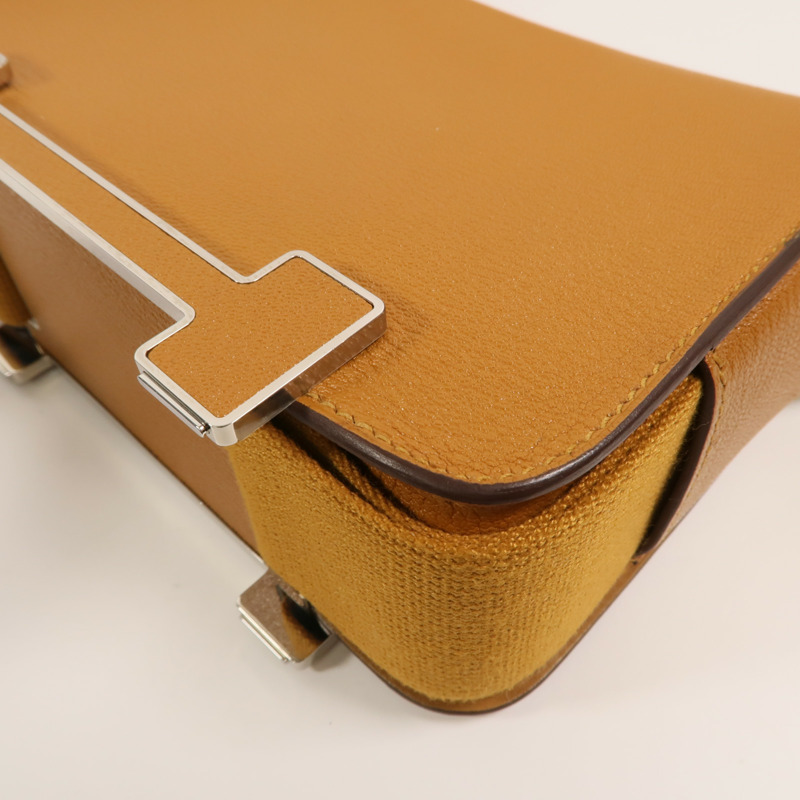 HERMES Chevre皮革Geta肩背袋Caramel-12