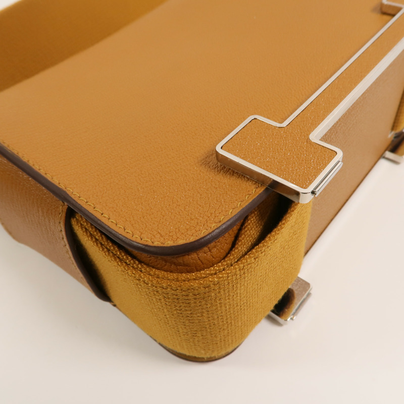 HERMES Chevre皮革Geta肩背袋Caramel-13