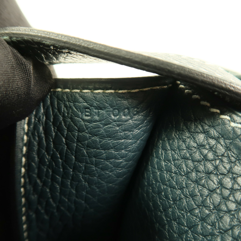 HERMES Clemence皮革Halzan 31手挽肩背兩用袋Vert Cypres-6