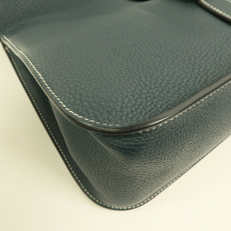 HERMES Clemence皮革Halzan 31手挽肩背兩用袋Vert Cypres-10