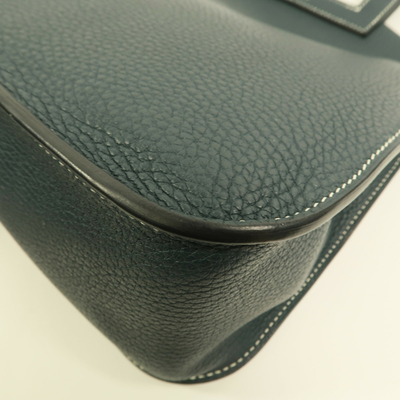 HERMES Clemence皮革Halzan 31手挽肩背兩用袋Vert Cypres-11
