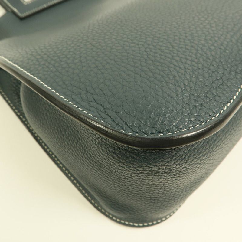 HERMES Clemence皮革Halzan 31手挽肩背兩用袋Vert Cypres-12