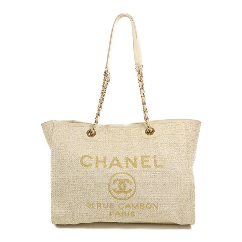 CHANEL 帆布Deauville MM手挽袋