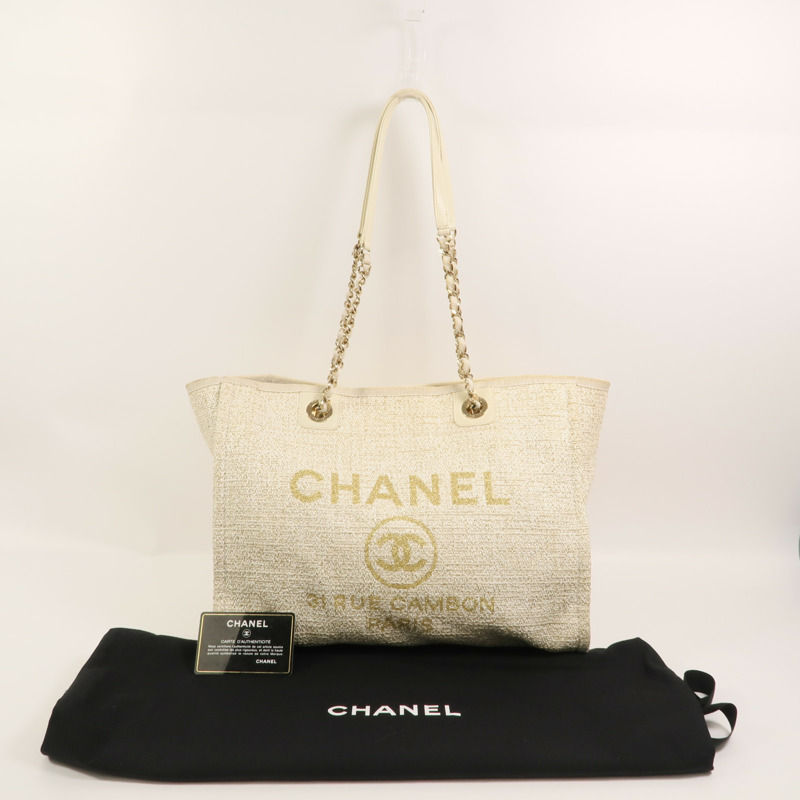 CHANEL 帆布Deauville MM手挽袋-10