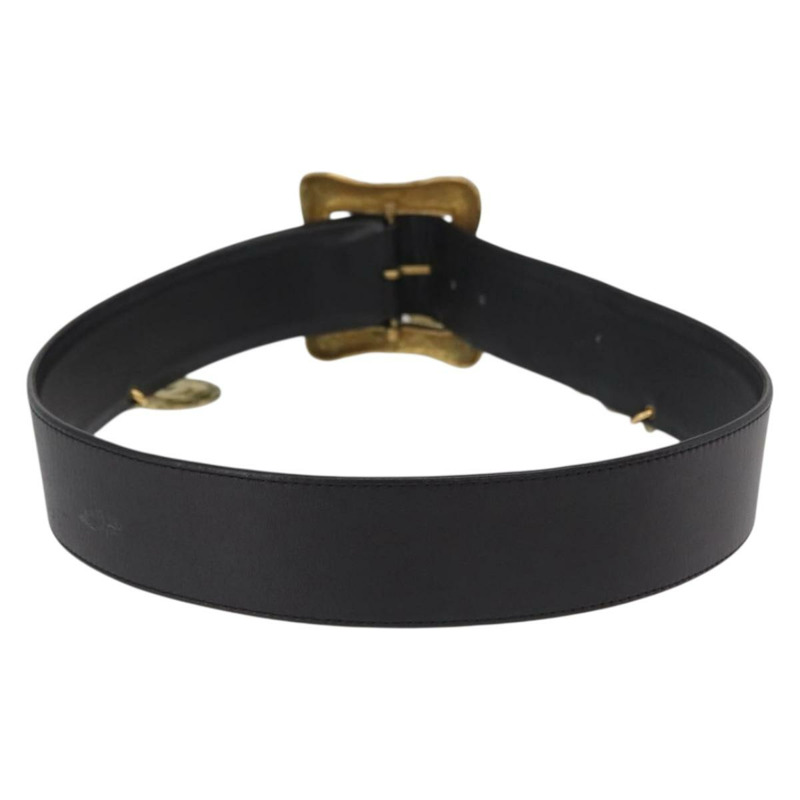 【日本直送】香奈兒鏈條皮帶 皮革 34.6吋 黑色 金色 正品 BAZ038-1