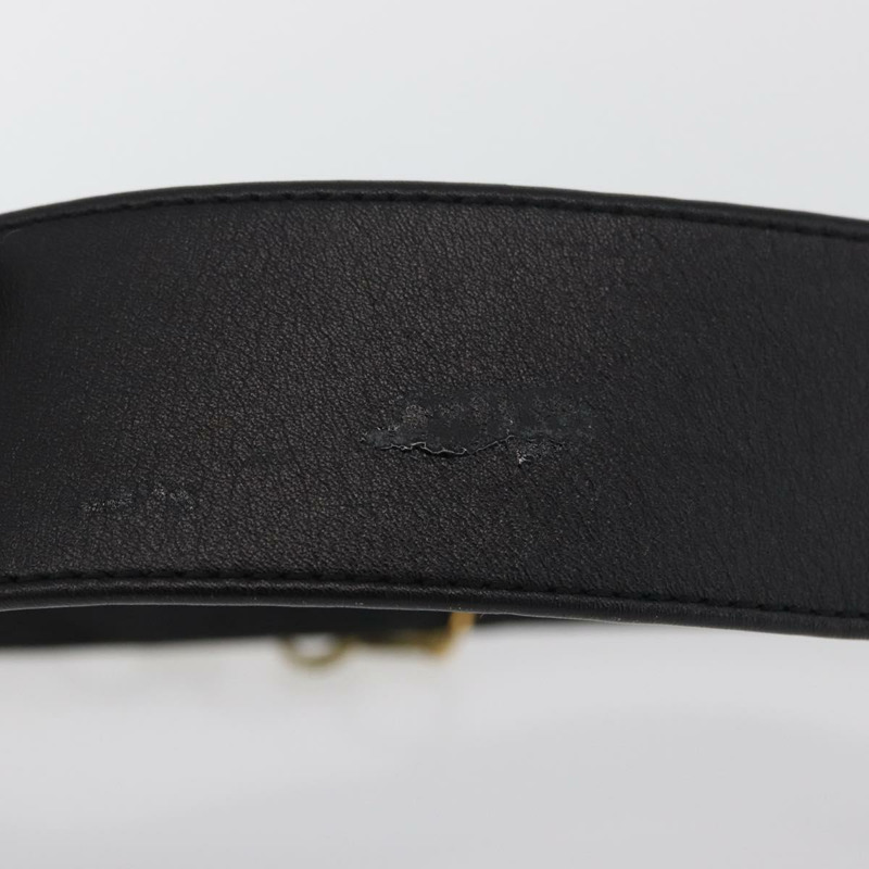 【日本直送】香奈兒鏈條皮帶 皮革 34.6吋 黑色 金色 正品 BAZ038-3