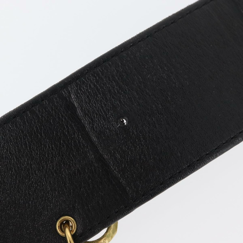 【日本直送】香奈兒鏈條皮帶 皮革 34.6吋 黑色 金色 正品 BAZ038-11