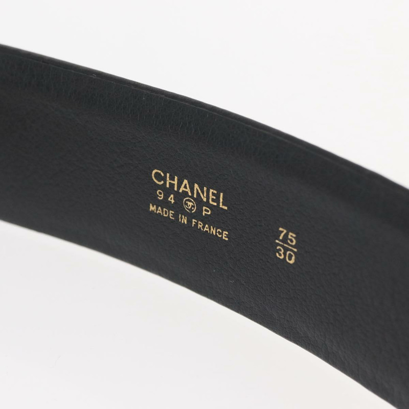 【日本直送】香奈兒鏈條皮帶 皮革 34.6吋 黑色 金色 正品 BAZ038-13