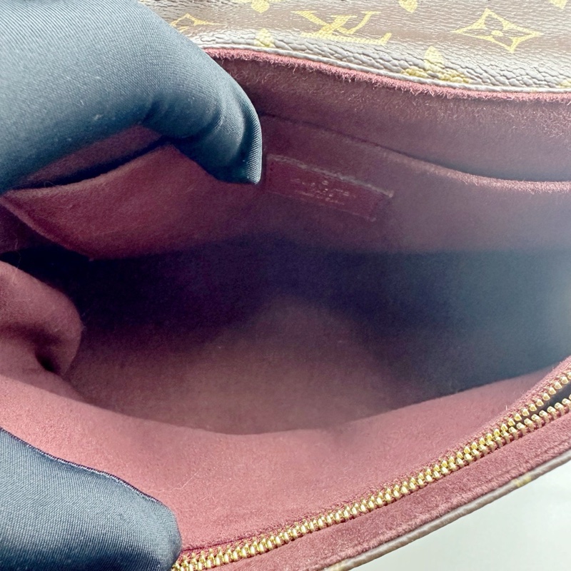 98新   LV路易威登 saint placide傳奇信封包 老花拼酒紅色 牛皮金色鏈條包-5