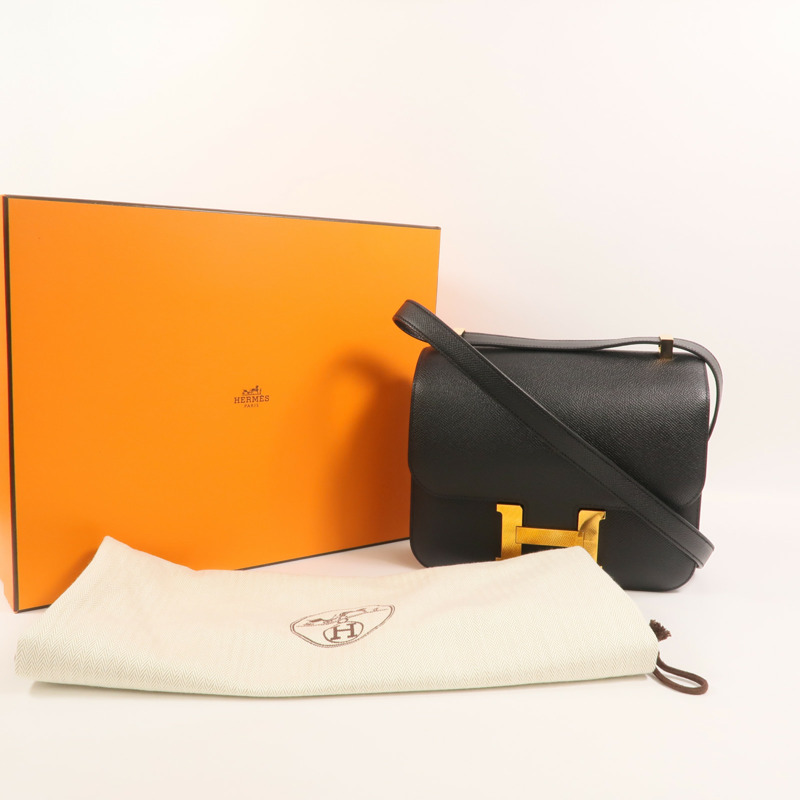 HERMES Epsom皮革Constance 24肩背袋Noir-9
