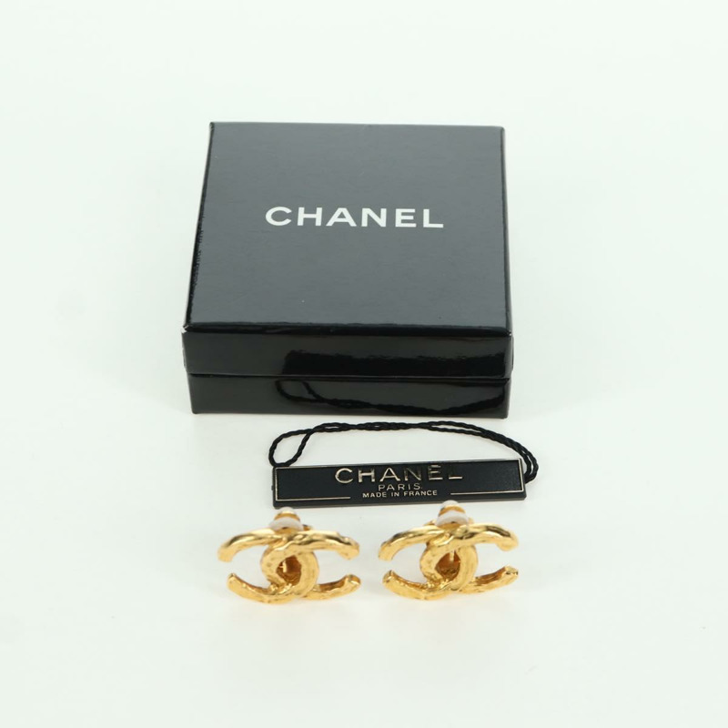 【日本直送】香奈兒 (CHANEL) 耳環，金屬金色，雙C標誌，正品 YKZ407M-11