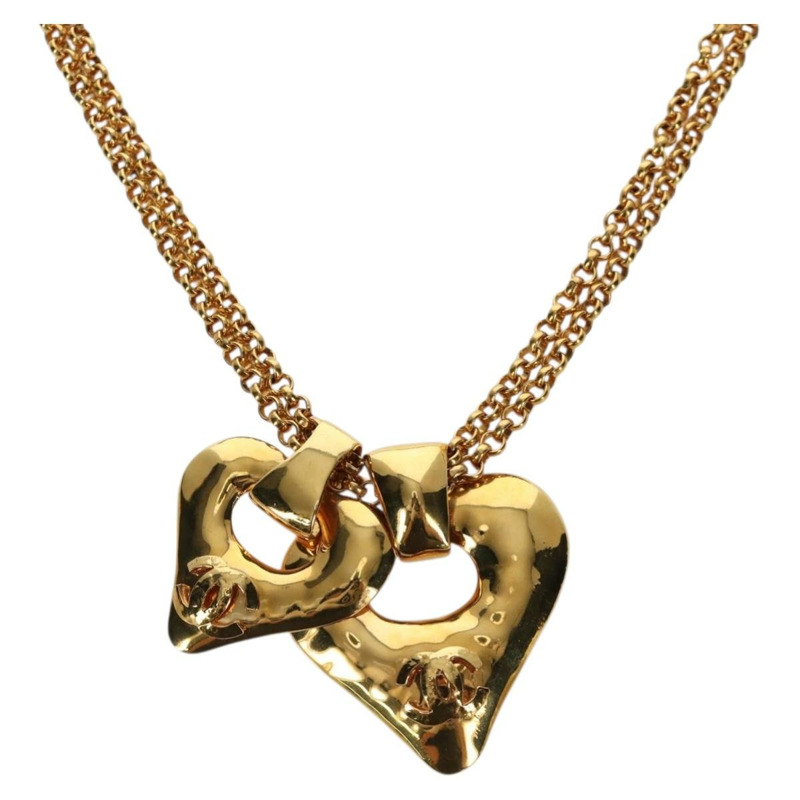 【日本直送】香奈兒心型項鍊 金屬金 CC Auth YKZ408M-0