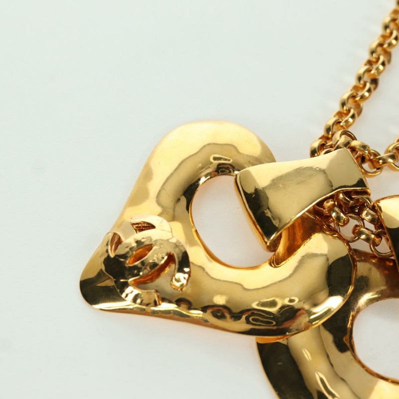 【日本直送】香奈兒心型項鍊 金屬金 CC Auth YKZ408M-2