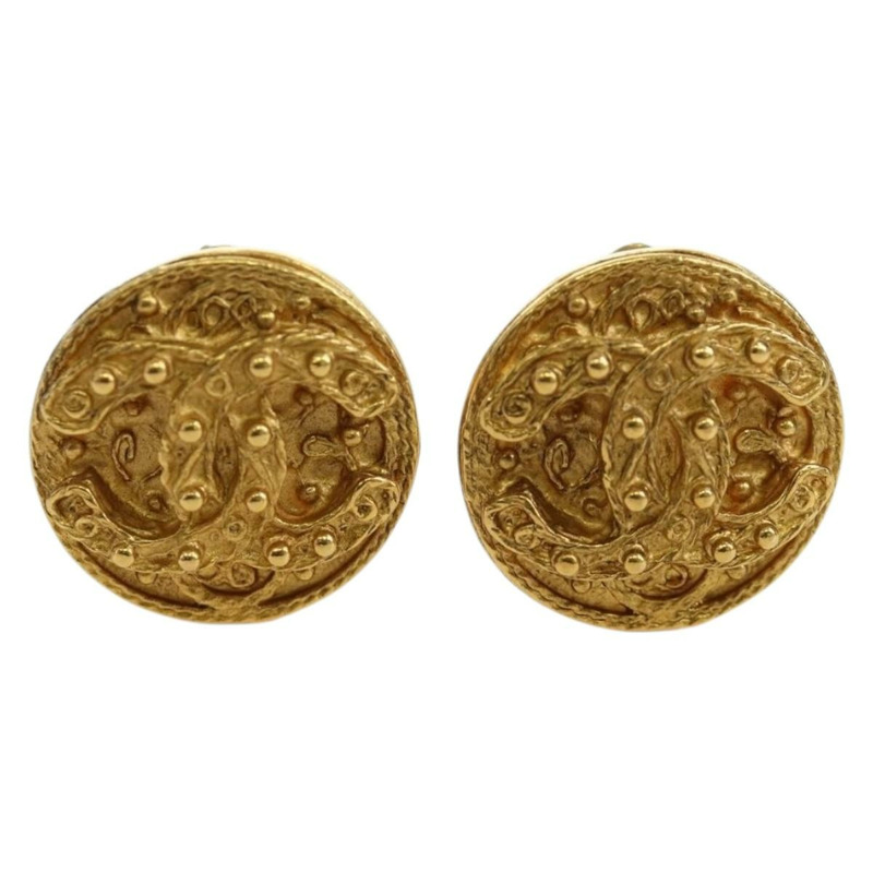 【日本直送】香奈兒 (CHANEL) 耳環，金屬金色，雙C標誌，正品 YKZ406M-1